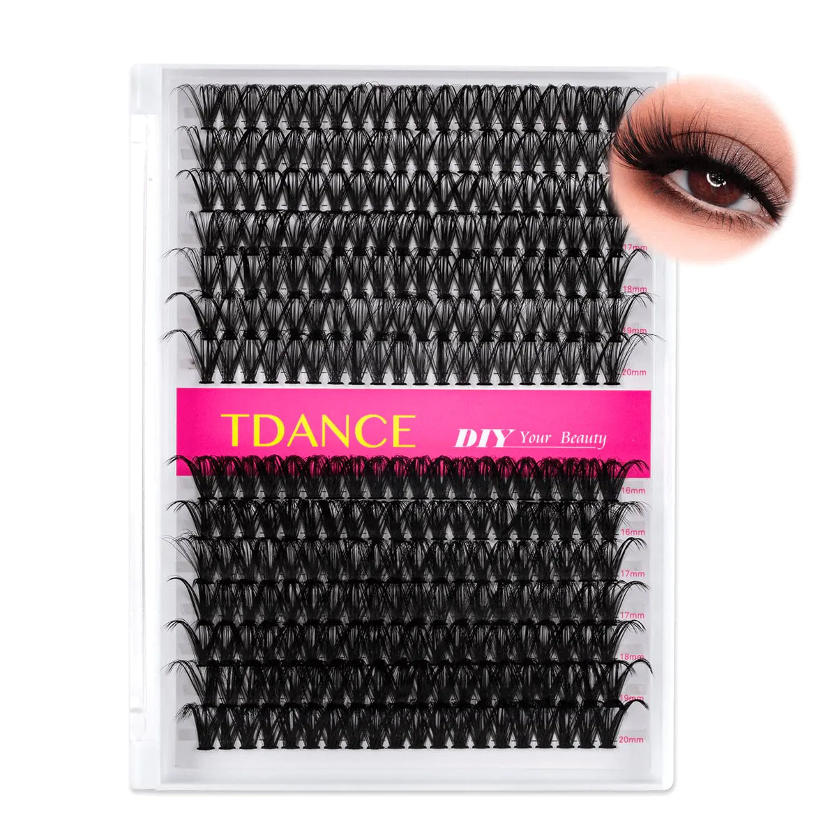 TDANCE Lash Clusters DIY Eyelash Extensions 280 Pcs 40D+50D Cluster Lashes C D Curl Individual Lashes Cluster Reusable Soft &amp; Comfortable DIY Lash Extensions at Home(40D+50D,C Curl,16-20mm) 40D+50D-Long-C