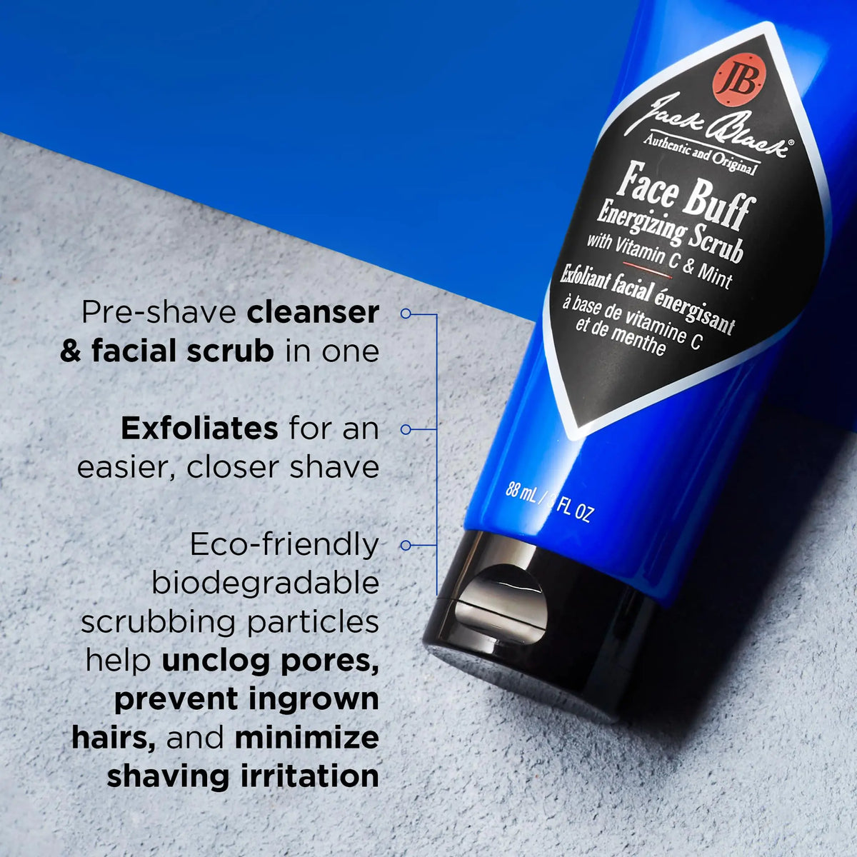 Jack Black Face Buff Energizing Scrub, 6 Fl Oz – Vitamin C &amp; Mint – Deep Cleaning Pre-Shave Cleanser, Men’s Facial Scrub, Remove Oil, Dirt &amp; Dead Skin, Men’s Cleanser, Hydrating Skincare 6 Fl Oz (Pack of 1)