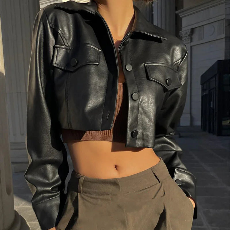 Leather Cropped Jacket