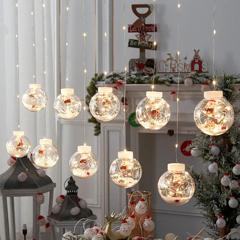 Curtain String Light Ball Santa Claus Rieworkes