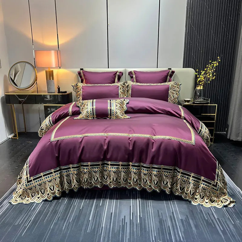 Luxury Belle Series Silk Cotton Bedding Set (4 Pieces)