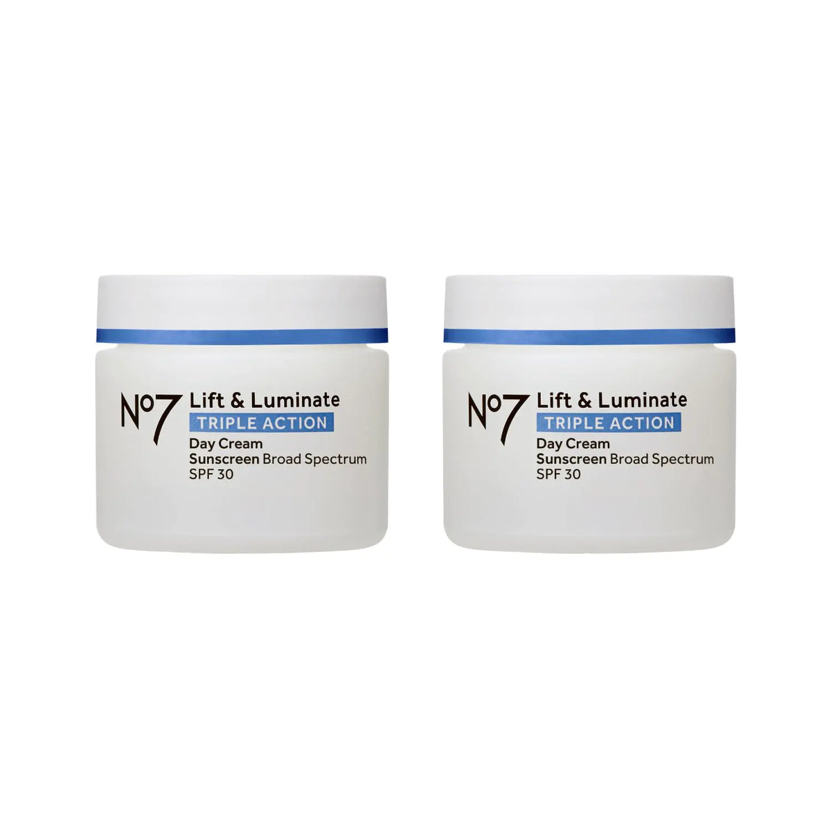 No7 Lift &amp; Luminate Triple Action Day Cream - Anti-Aging Face Moisturizer SPF 30, Hyaluronic Acid &amp; Vitamin C - Firms Skin for Radiant Glow - Suitable for Sensitive Skin (2 pack, 1.69 Fl Oz each) Regular, Pack of 2