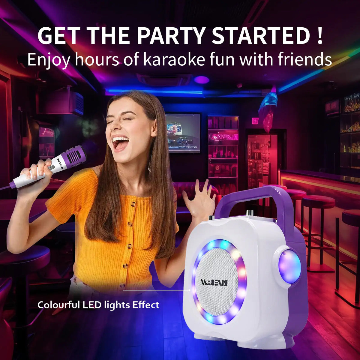 Karaoke Machine for Kids - Bluetooth Speaker with 2 Microphone - Portable Kids Karaoke Machine for Girls and Boys - Birthday Gift for Girls and Boys Ages 2 Years Old and Up. Rieworkes