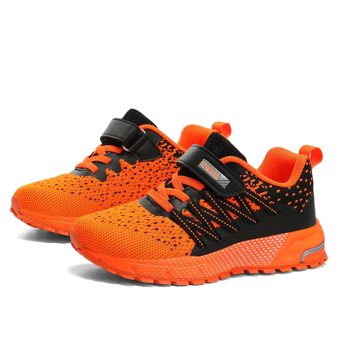 KUBUA Kids Sneakers for Boys Girls Running Tennis Shoes Lightweight Breathable Sport Athletic 4 Big Kid Black Orange Rieworkes