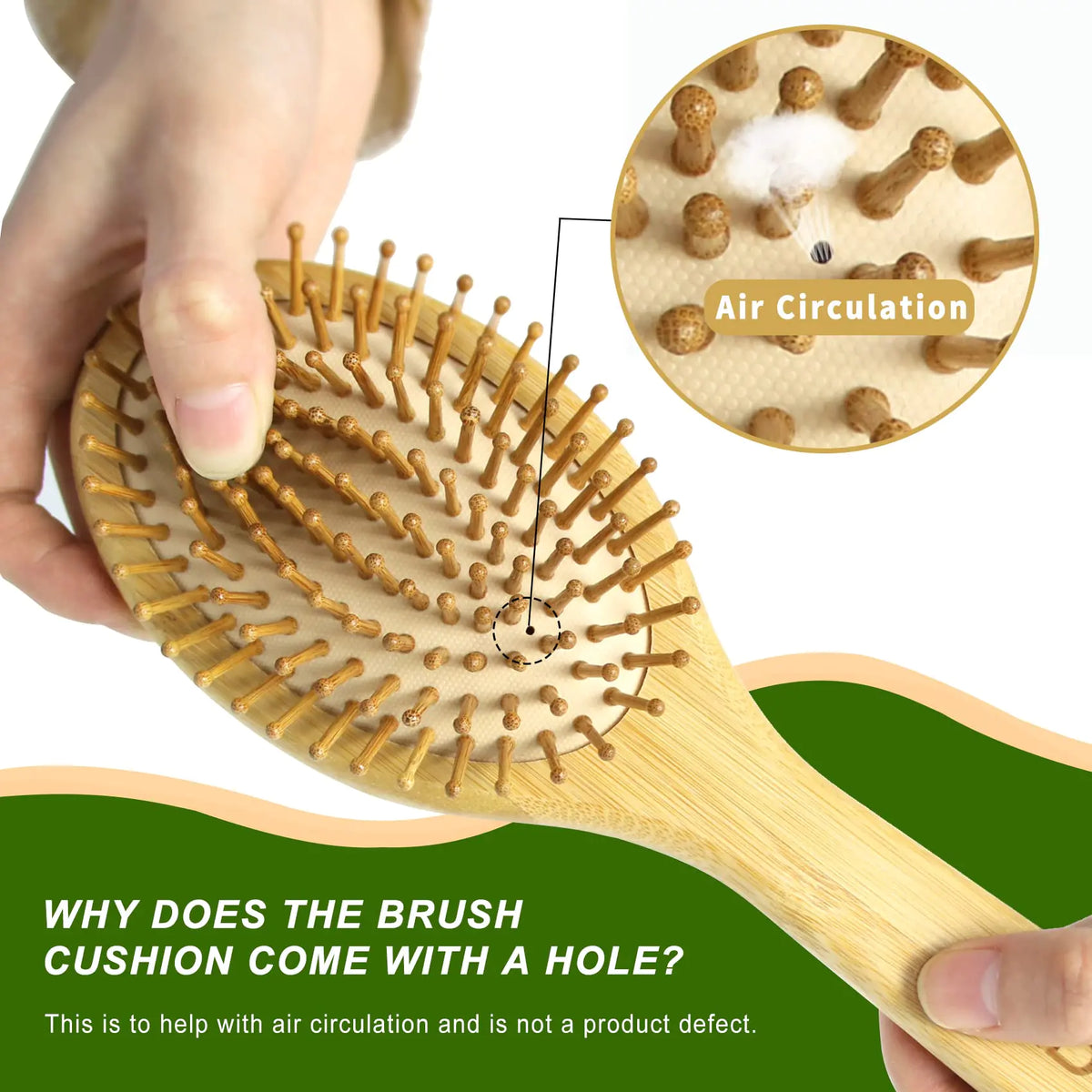 MRD Hair brush, Natural Bamboo Paddle Detangling Hairbrush, Massage Scalp Thick/Thin/Curly/Dry Hair For Women &amp; Men Yellow