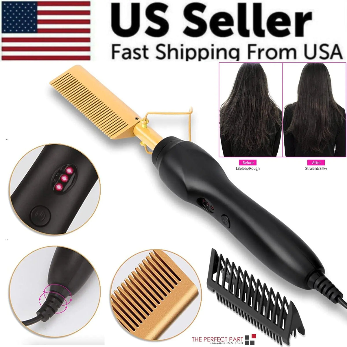 Hair Straightener Comb Pro Electric Beard Straightening Comb Heat Hot Comb Press Rieworkes