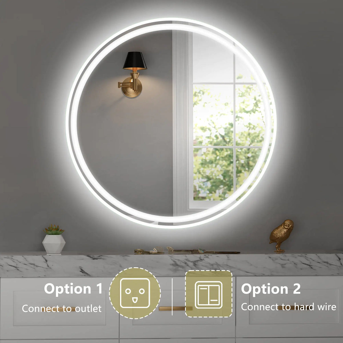 28 Inch Round LED Bathroom Mirror -Wall Mounted