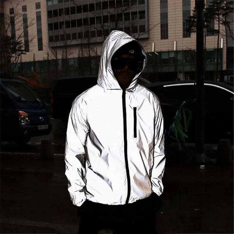 Solid Color Zipper Decoration Reflective Jacket Men's Jacket Rieworkes