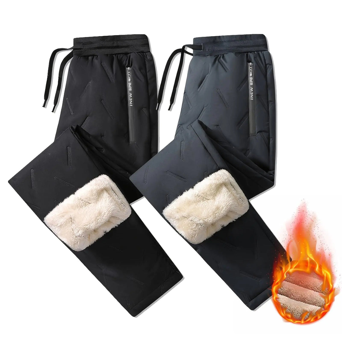 2 Pack Fleece Lined Sweatpants for Women - ZHIFANXN Joggers with Pockets High Waisted Thermal Winter Warm Pants for Snow