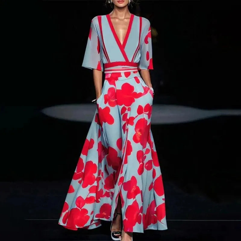 Printed Pleated Belt Dress Rieworkes