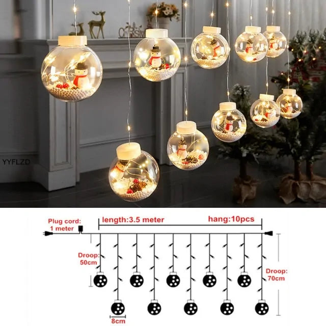 Curtain String Light Ball Santa Claus Rieworkes