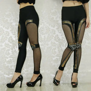 Women's Mesh Stitched Rivet Leggings
