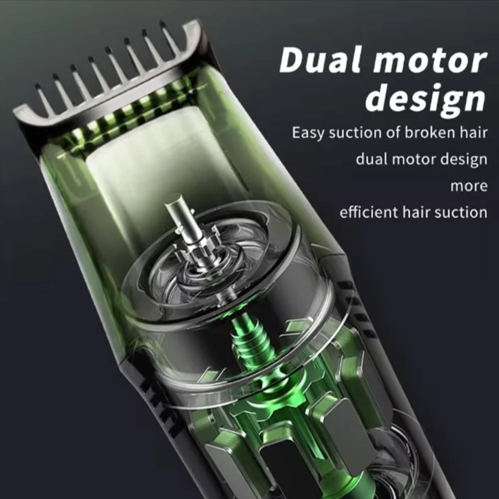 Washable Electric Vacuum Beard Trimmer: Mess-Free Wet &amp; Dry Grooming with Auto-Suction! Rieworkes