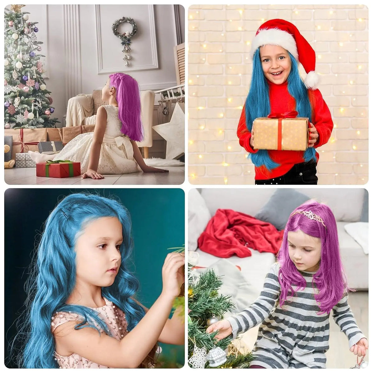 MSDADA New Hair Chalk Comb Temporary Hair Color Dye for Girls Kids with Light Color Hair, Washable Hair Chalk for Girls Age 4 5 6 7 8 9 10 Birthday Cosplay DIY, Halloween, Christmas (Pink+Blue) Pink,Blue