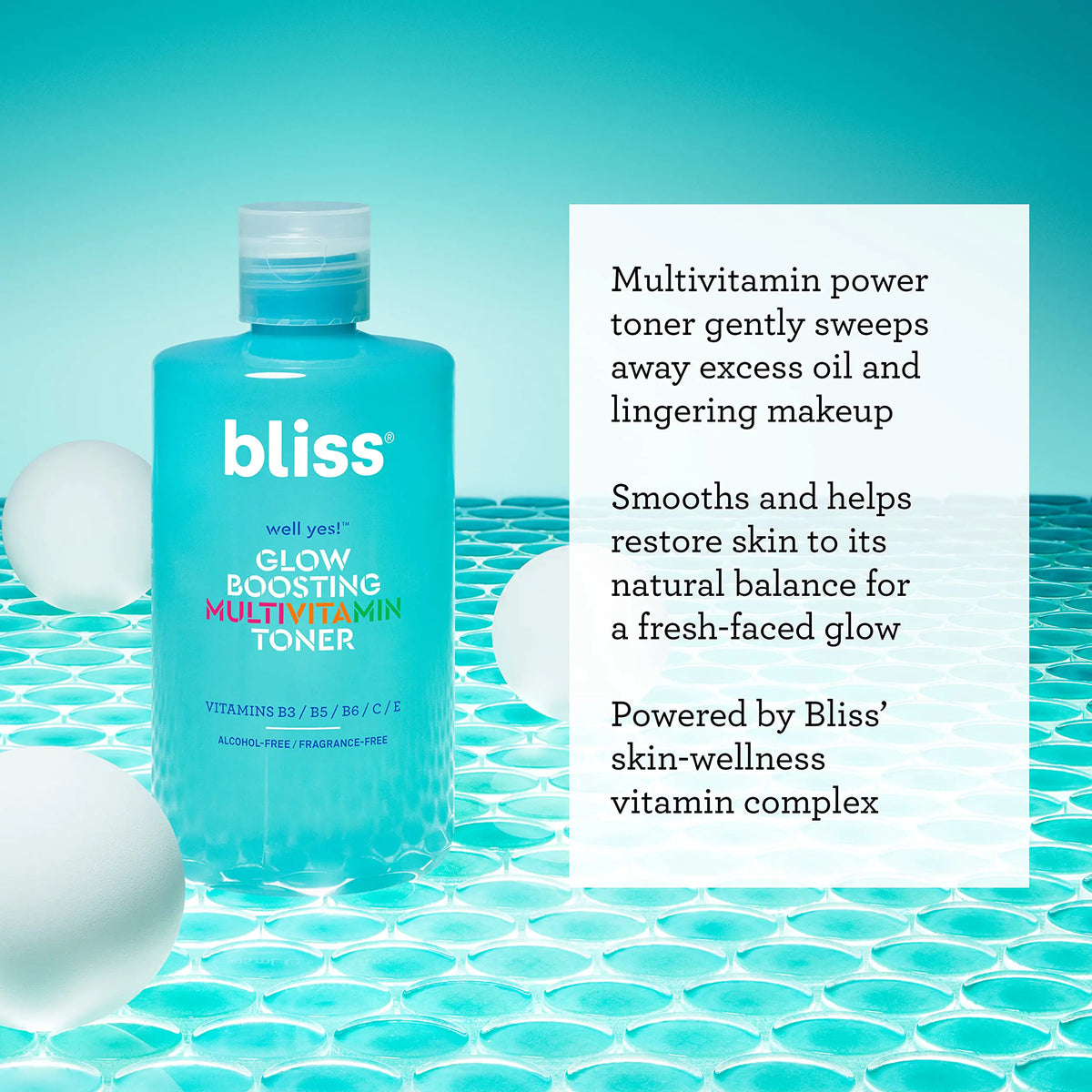 Bliss Well Yes Hydrating Toner with Vitamin B3, B5, B6, C &amp; E - Brightens, Soothes, and Balances Skin - Alcohol-Free, Ideal for Sensitive &amp; Oily Skin Glow Boosting Toner