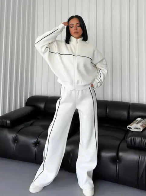 Women's Long Sleeve Half-Turtleneck Cardigan &amp; Trousers Set