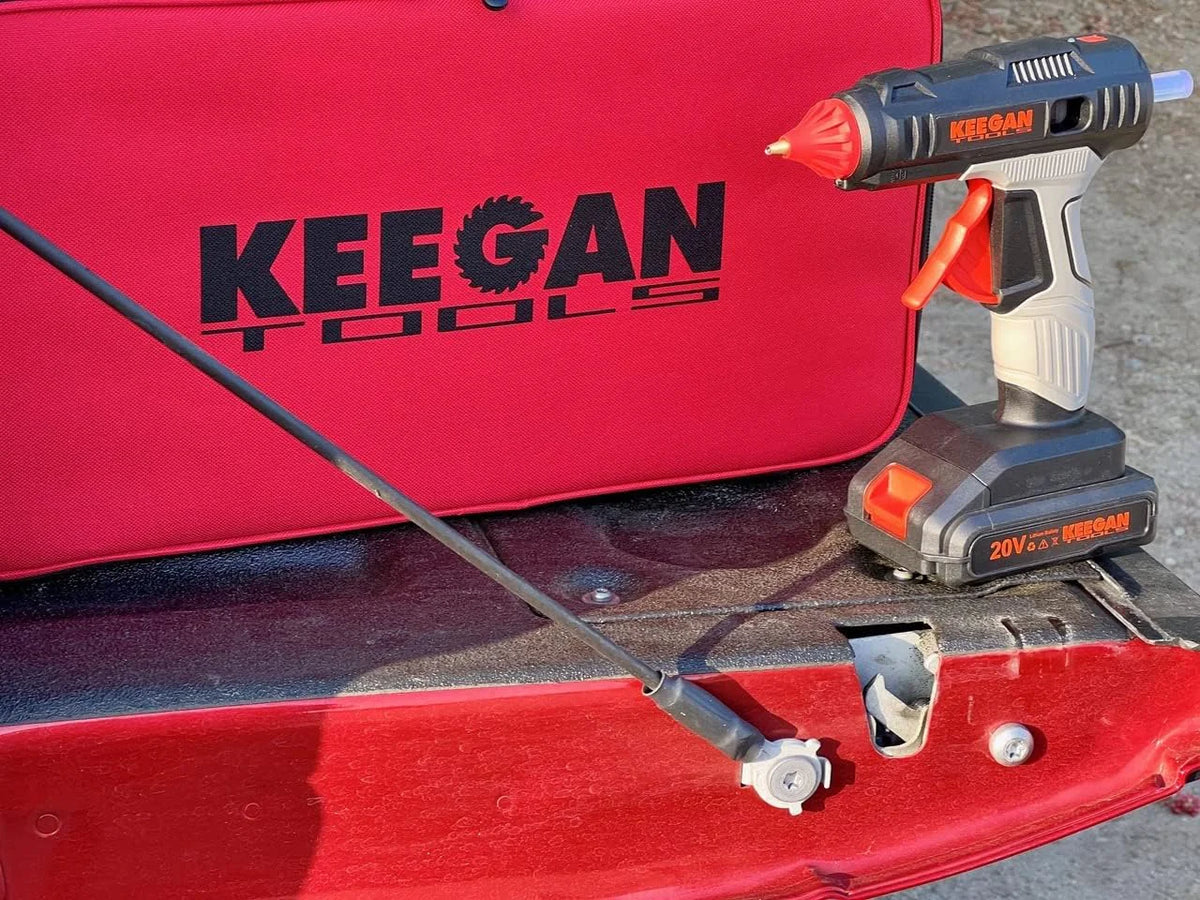 Full Size Cordless Professional 20V Hot Melt Glue Gun Kit Rechargeable 2 Battery Rieworkes