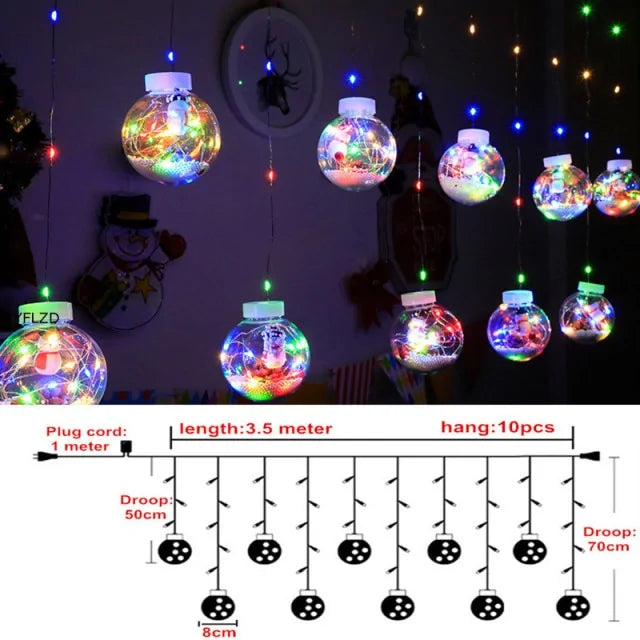 Curtain String Light Ball Santa Claus Rieworkes